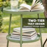 Metal Outdoor Garden Patio Side Table Round - Velmora