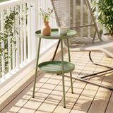 Metal Outdoor Garden Patio Side Table Round - Velmora