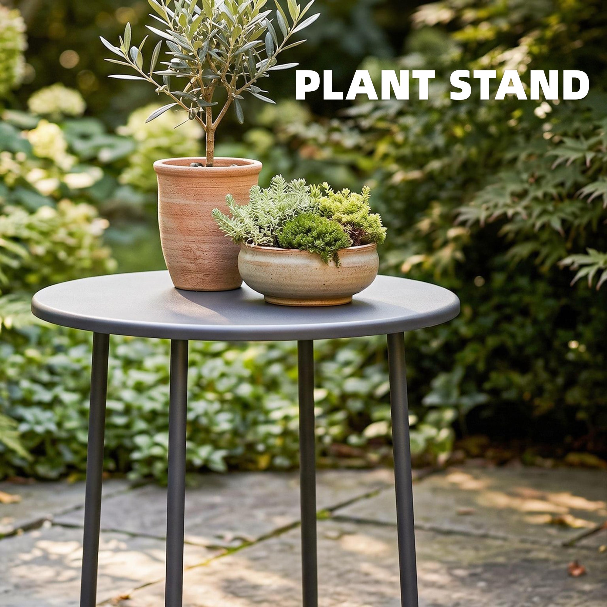 Metal Outdoor Garden Side Table Round - Velmora