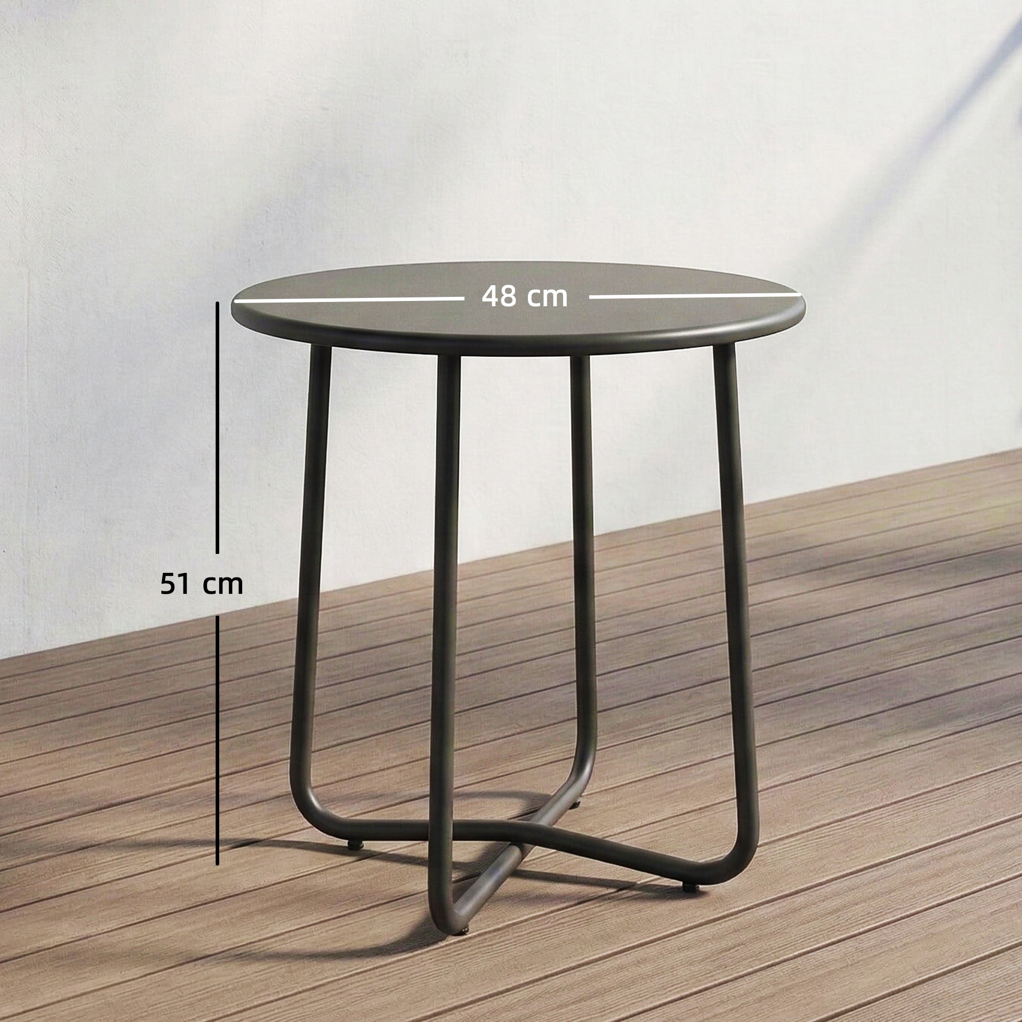 Metal Outdoor Garden Side Table Round - Velmora