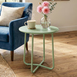 Metal Outdoor Garden Side Table Round - Velmora