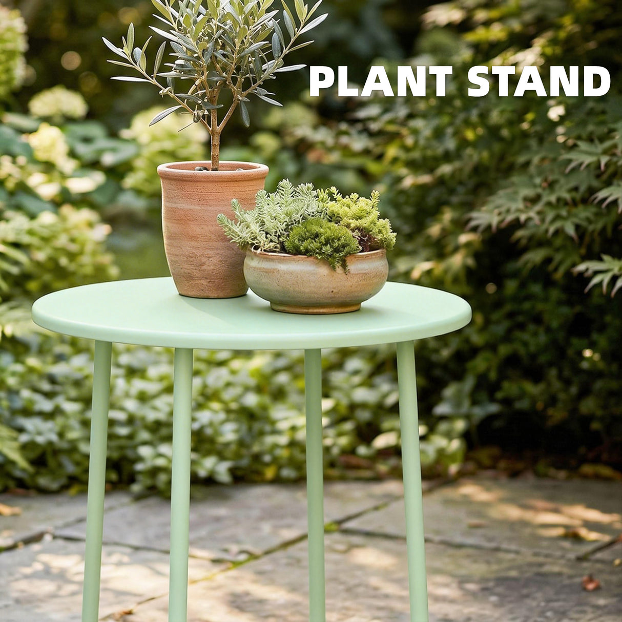 Metal Outdoor Garden Side Table Round - Velmora