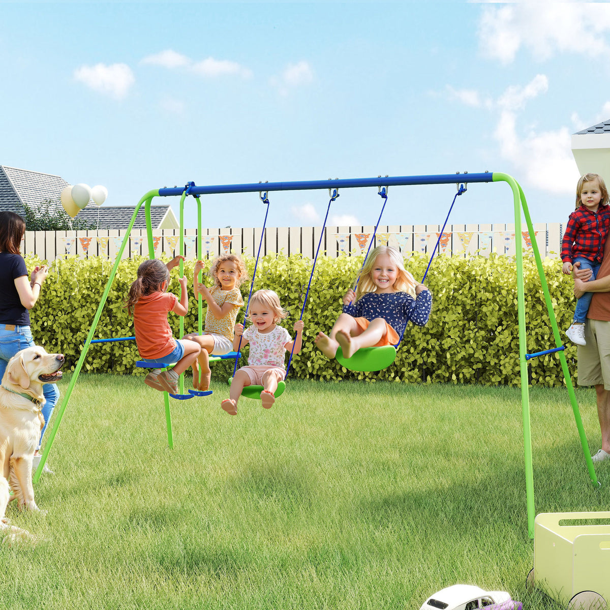 Metal Outdoor Garden Swing Set for Backyard and Play Set for Toddlers - Velmora