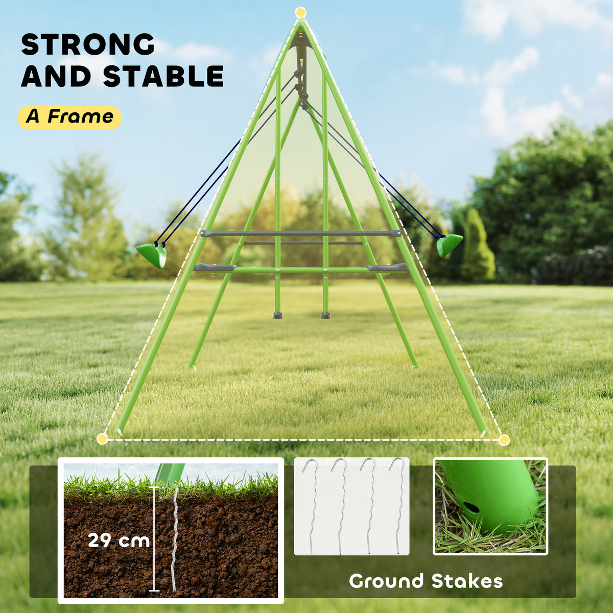 Metal Outdoor Garden Swing Set for Backyard and Play Set for Toddlers - Velmora