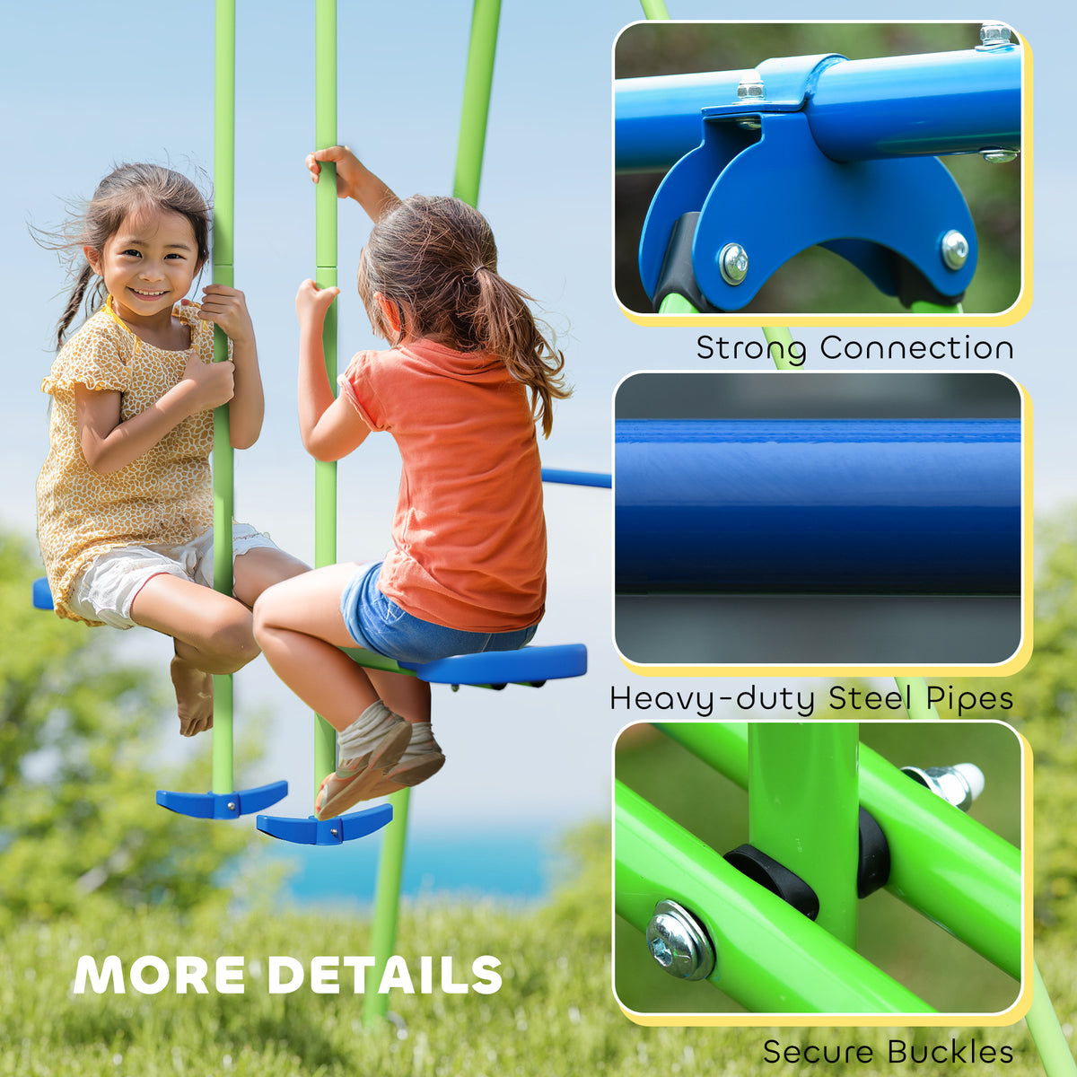 Metal Outdoor Garden Swing Set for Backyard and Play Set for Toddlers - Velmora