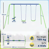 Metal Outdoor Garden Swing Set for Backyard and Play Set for Toddlers - Velmora