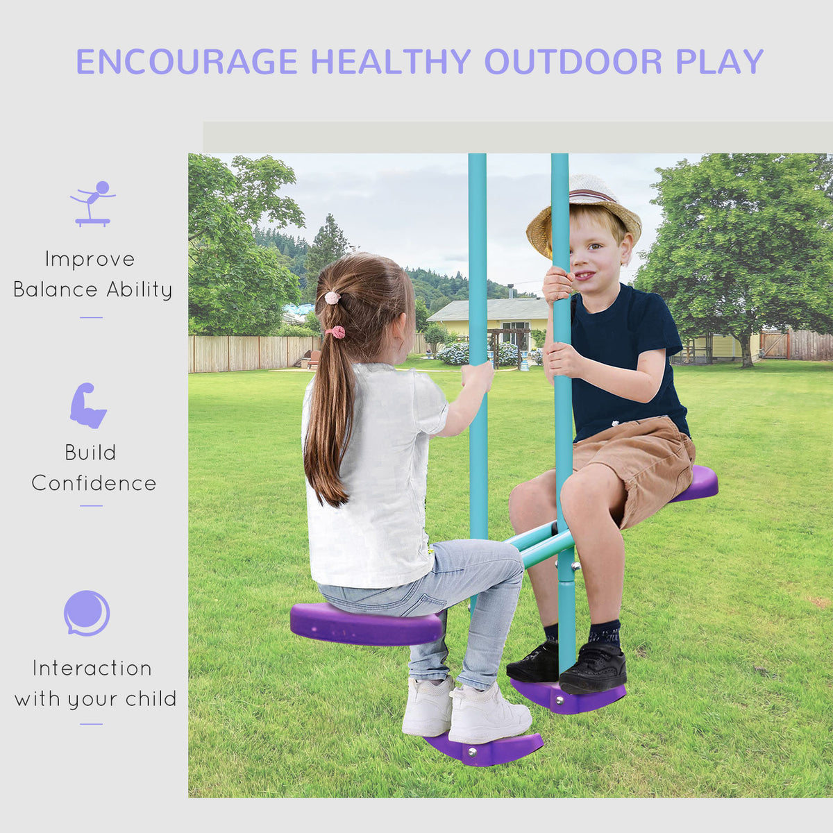 Metal Outdoor Garden Swing Set for Backyard and Play Set for Toddlers - Velmora
