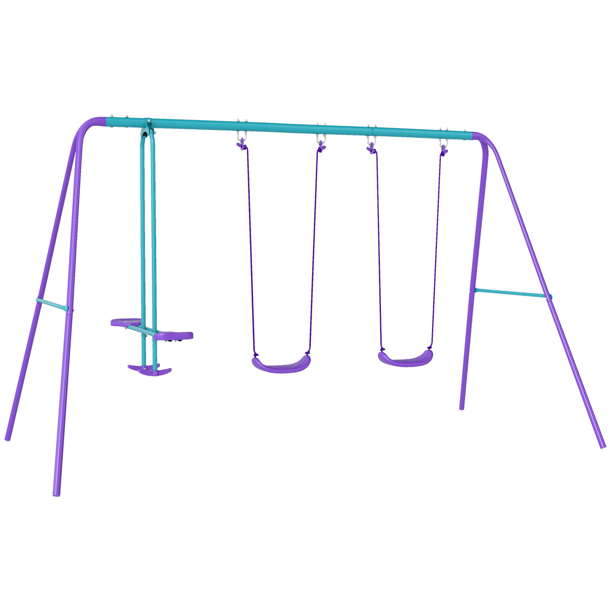 Metal Outdoor Garden Swing Set for Backyard and Play Set for Toddlers - Velmora