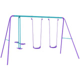 Metal Outdoor Garden Swing Set for Backyard and Play Set for Toddlers - Velmora