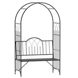 Metal Outdoor Patio Garden Bench 115cm Wide With Arch - Velmora