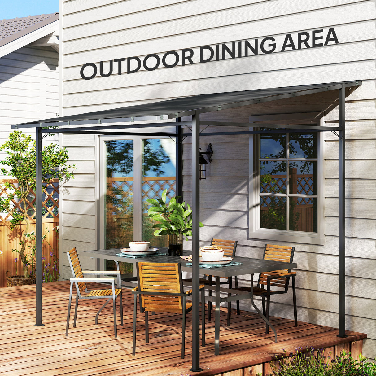 Metal Pergola Gazebo 238cm Width x 238cm Depth - Velmora