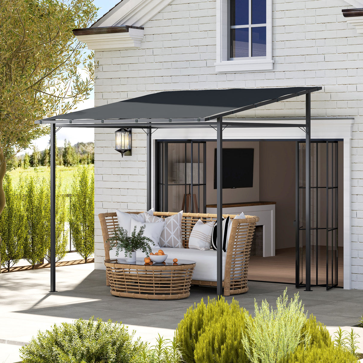 Metal Pergola Gazebo 238cm Width x 238cm Depth - Velmora