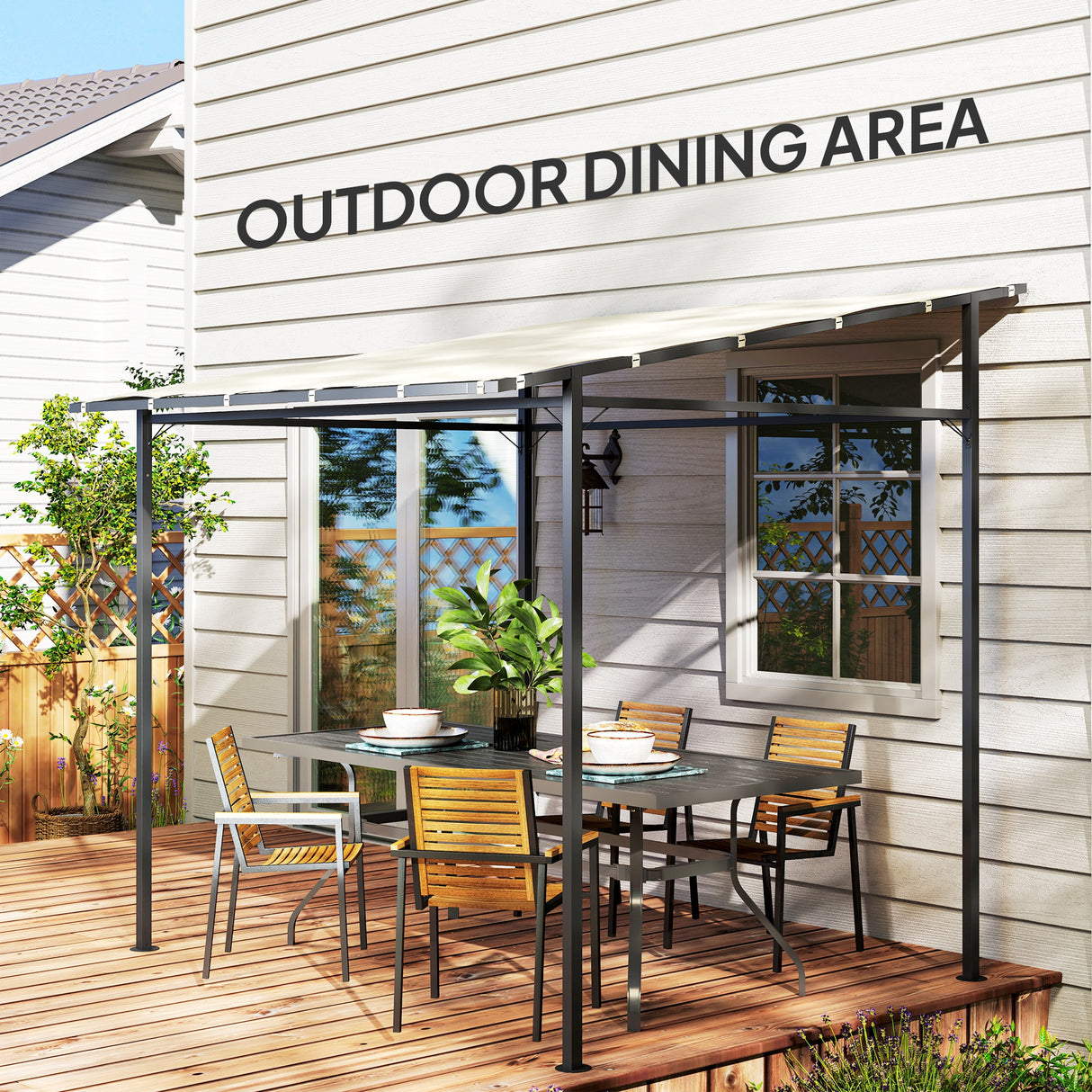 Metal Pergola Gazebo 238cm Width x 238cm Depth - Velmora