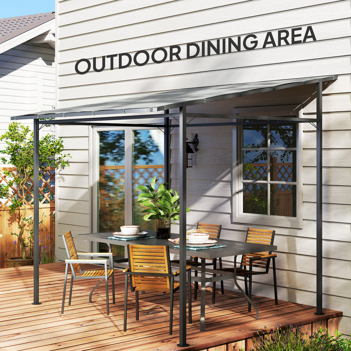 Metal Pergola Gazebo 238cm Width x 238cm Depth - Velmora