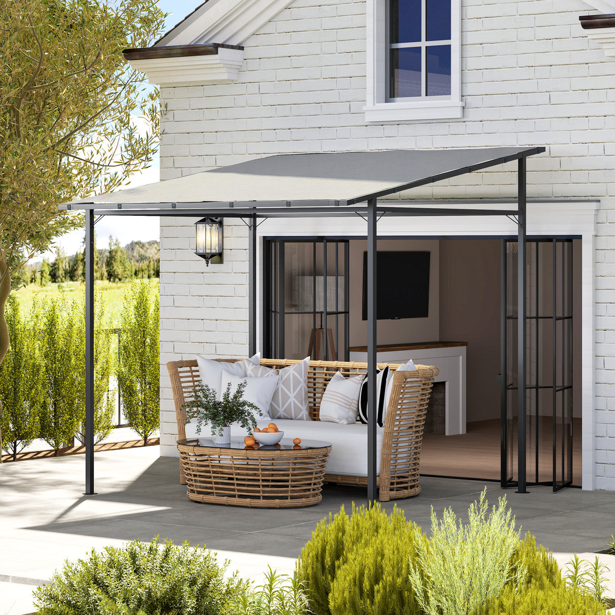 Metal Pergola Gazebo 238cm Width x 238cm Depth - Velmora