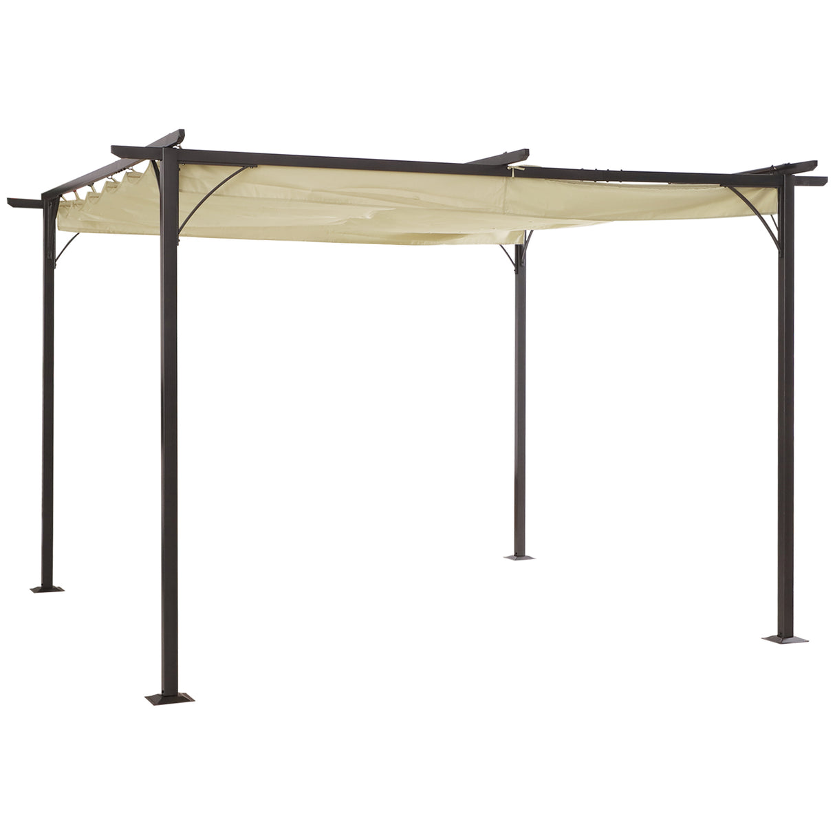 Metal Pergola Gazebo Awning Retractable Canopy 350cm Width x 350cm Depth - Velmora