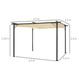 Metal Pergola Gazebo Awning Retractable Canopy 350cm Width x 350cm Depth - Velmora
