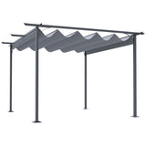 Metal Pergola Gazebo Awning Retractable Canopy 350cm Width x 350cm Depth - Velmora