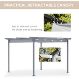 Metal Pergola Gazebo Awning Retractable Canopy 350cm Width x 350cm Depth - Velmora