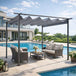 Metal Pergola Gazebo Awning Retractable Canopy 350cm Width x 350cm Depth - Velmora