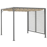 Metal Pergola With Retractable Fabric Roof 280cm Width x 300cm Depth - Velmora