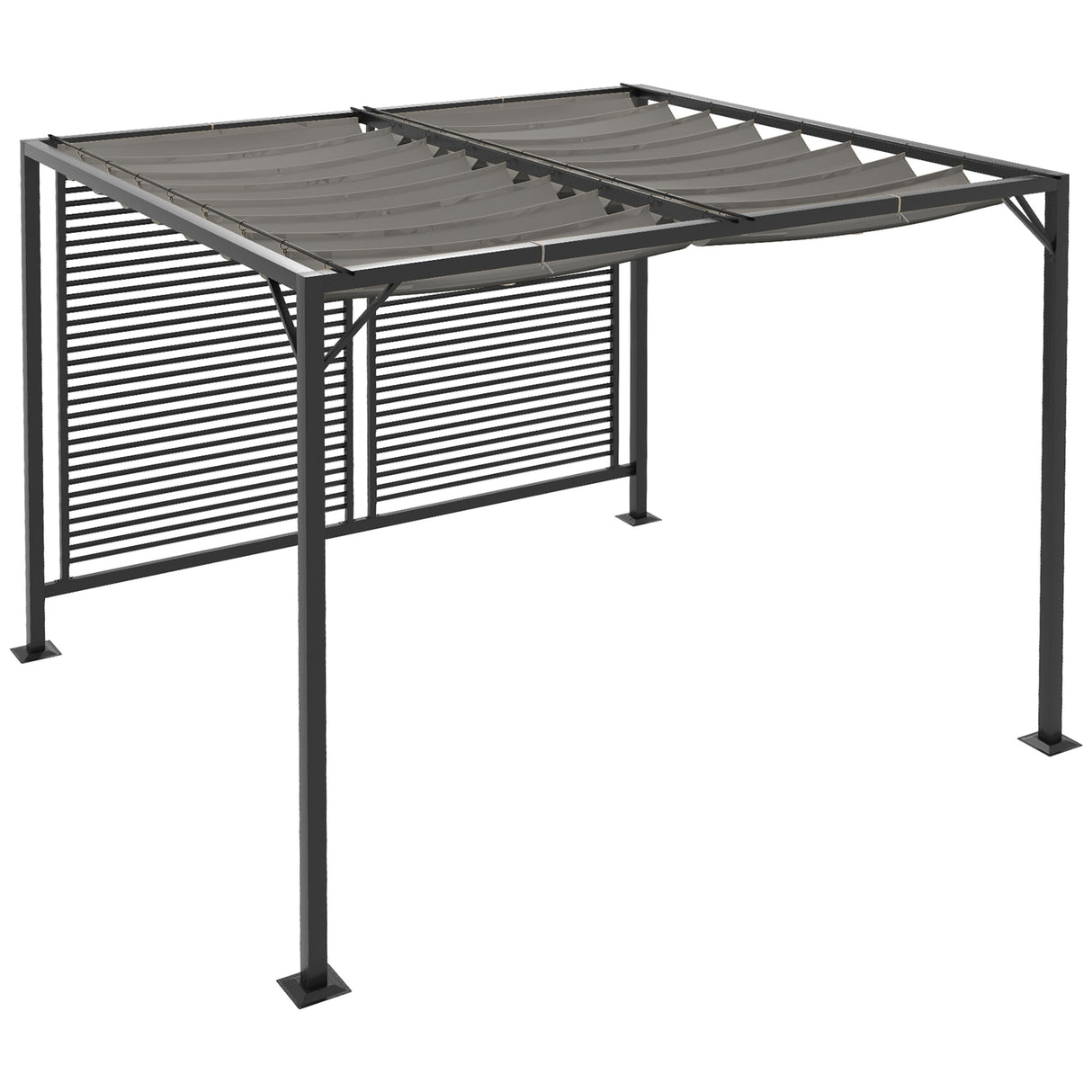 Metal Pergola With Retractable Fabric Roof 280cm Width x 300cm Depth - Velmora