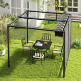 Metal Pergola With Retractable Fabric Roof 280cm Width x 300cm Depth - Velmora