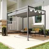 Metal Pergola With Retractable Roof 298cm Width x 213cm Depth - Velmora
