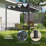 Metal Pergola With Retractable Roof 298cm Width x 213cm Depth - Velmora