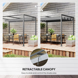 Metal Pergola With Retractable Roof 298cm Width x 213cm Depth - Velmora