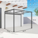 Metal Pergola With Retractable Roof 298cm Width x 213cm Depth - Velmora