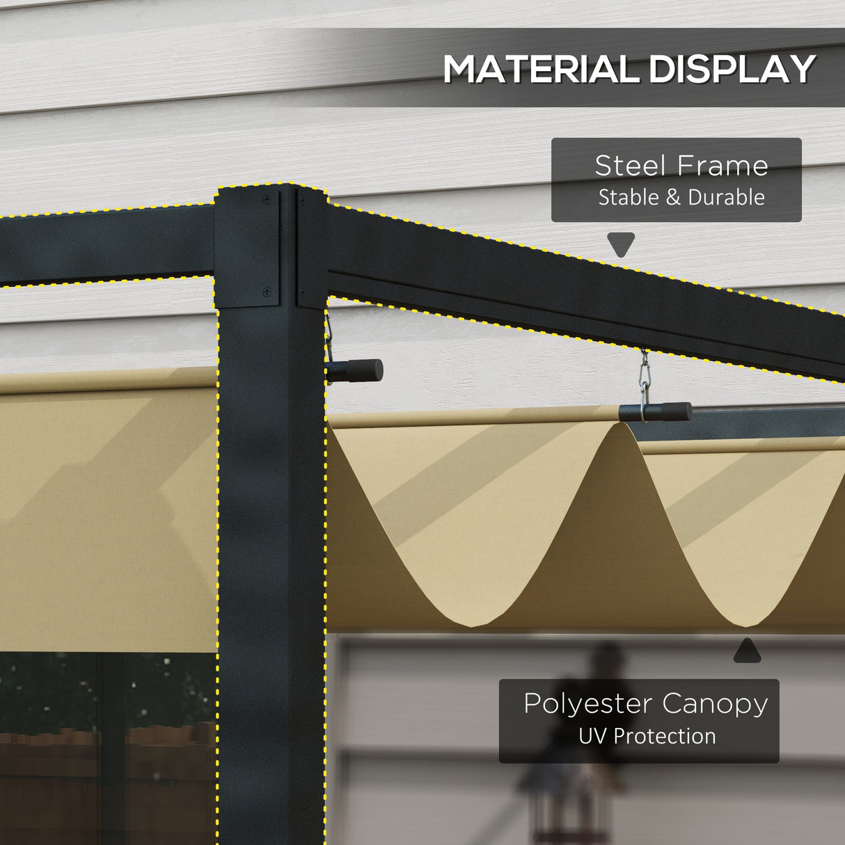 Metal Pergola With Retractable Roof 298cm Width x 213cm Depth - Velmora