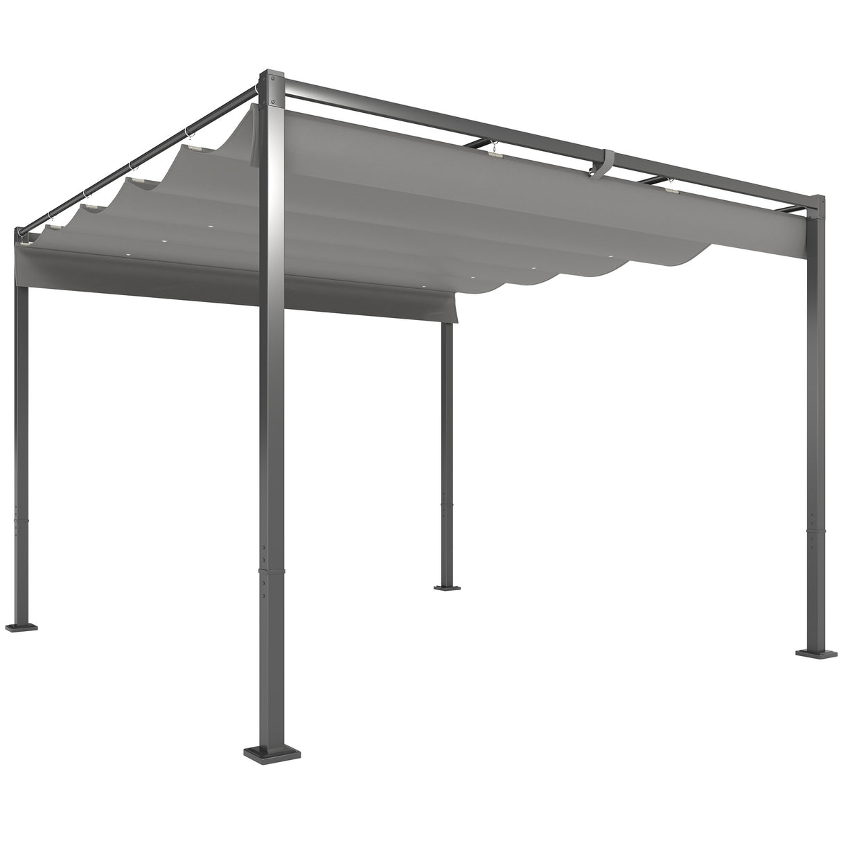 Metal Pergola With Retractable Roof 298cm Width x 297cm Depth - Velmora