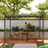 Metal Pergola With Retractable Roof 298cm Width x 297cm Depth - Velmora