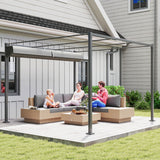 Metal Pergola With Retractable Roof 298cm Width x 297cm Depth - Velmora