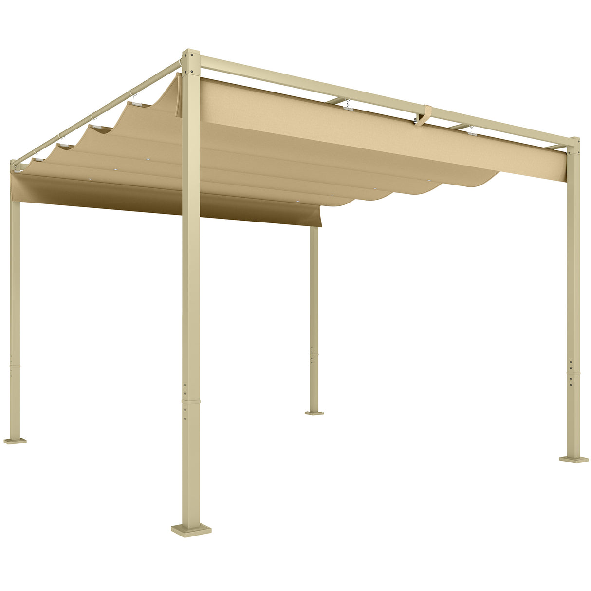 Metal Pergola With Retractable Roof 298cm Width x 297cm Depth - Velmora