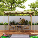 Metal Pergola With Retractable Roof 298cm Width x 297cm Depth - Velmora