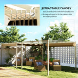 Metal Pergola With Retractable Roof 298cm Width x 297cm Depth - Velmora