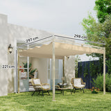 Metal Pergola With Retractable Roof 298cm Width x 297cm Depth - Velmora