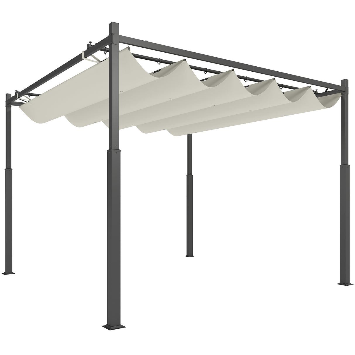 Metal Pergola With Retractable Roof 298cm Width x 298cm Depth - Velmora