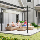 Metal Pergola With Retractable Roof 298cm Width x 298cm Depth - Velmora