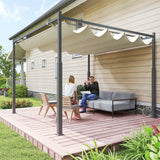 Metal Pergola With Retractable Roof 298cm Width x 298cm Depth - Velmora