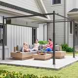 Metal Pergola With Retractable Roof 298cm Width x 298cm Depth - Velmora