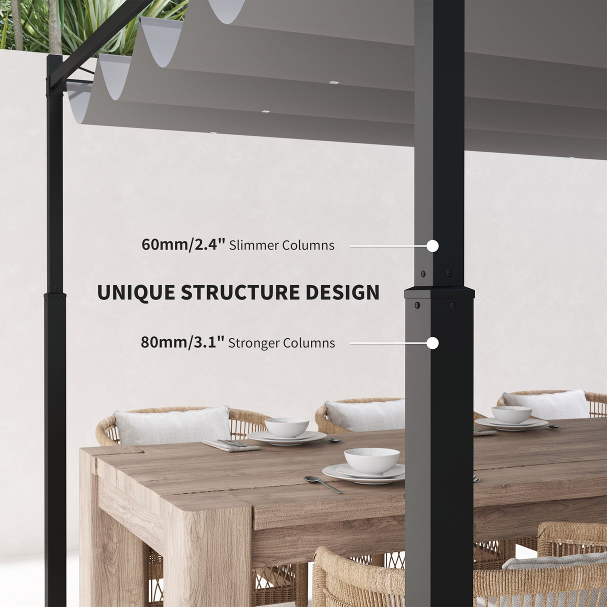 Metal Pergola With Retractable Roof 298cm Width x 298cm Depth - Velmora