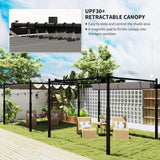 Metal Pergola With Retractable Roof 298cm Width x 298cm Depth - Velmora