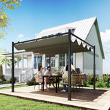 Metal Pergola With Retractable Roof 298cm Width x 298cm Depth - Velmora