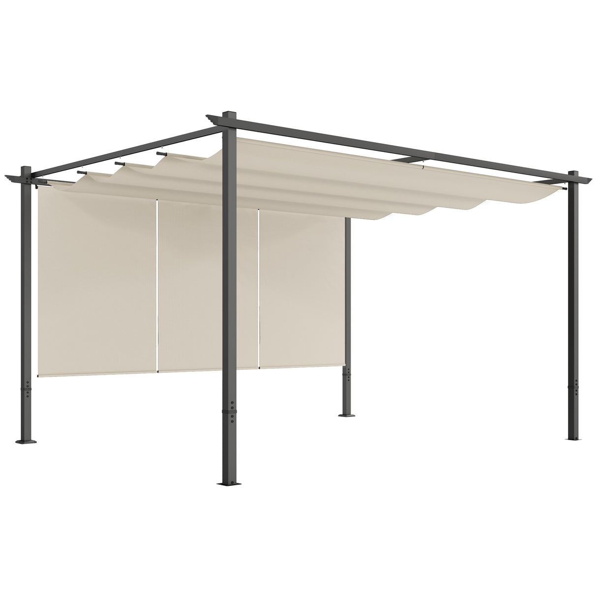Metal Pergola With Retractable Roof 390cm Width x 293cm Depth - Velmora