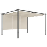Metal Pergola With Retractable Roof 390cm Width x 293cm Depth - Velmora