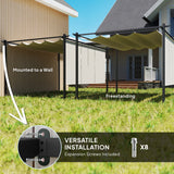 Metal Pergola With Retractable Roof 390cm Width x 293cm Depth - Velmora