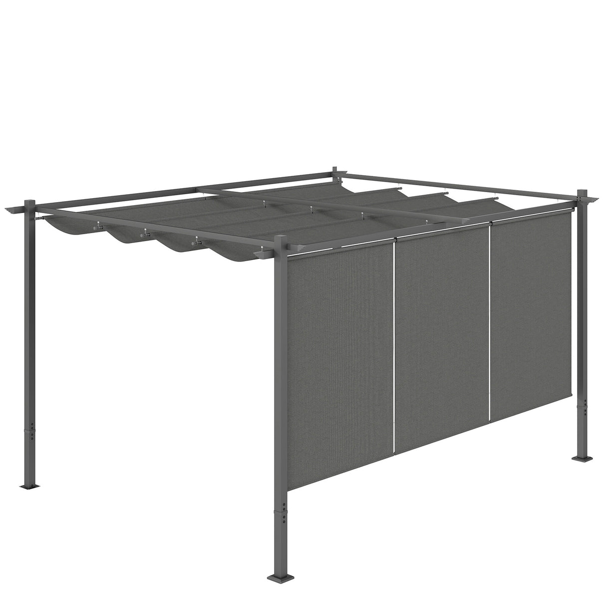 Metal Pergola With Retractable Roof 390cm Width x 293cm Depth - Velmora